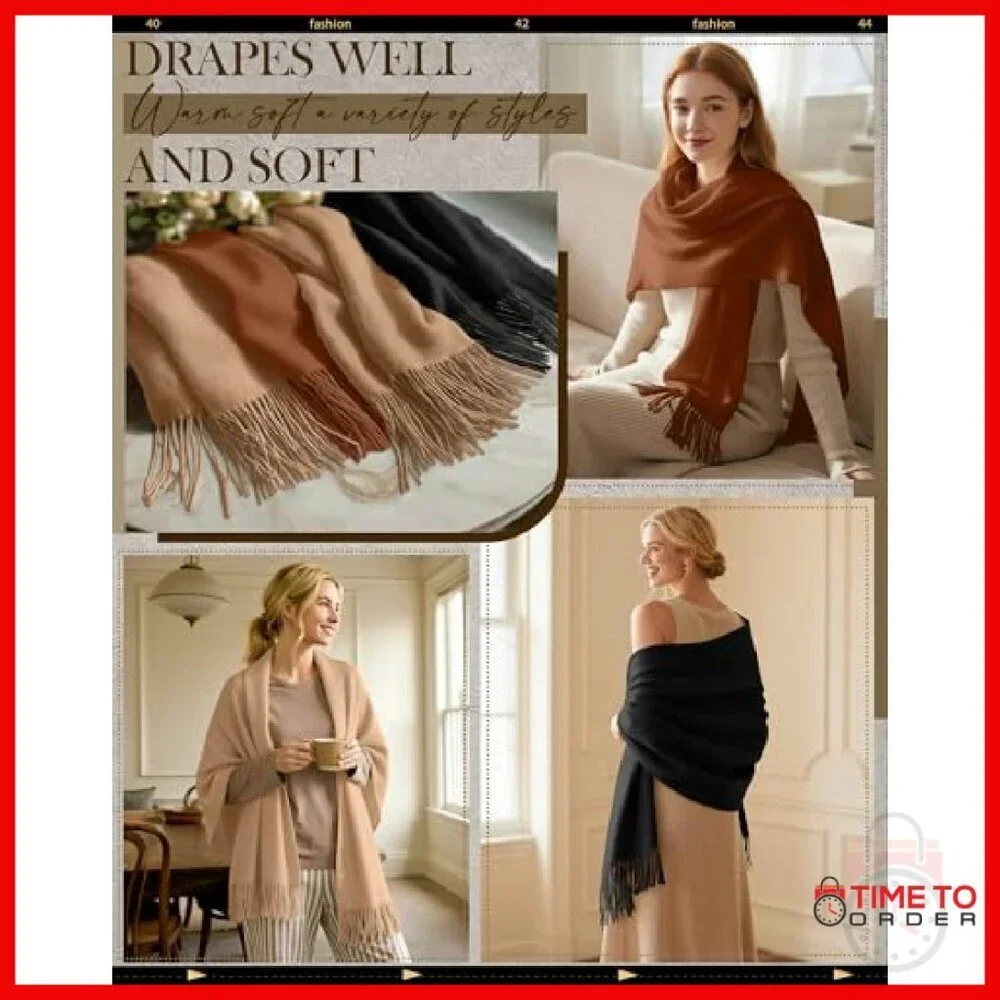 3 Pack Winter Scarves Soft Pashmina Shawl Wraps 75